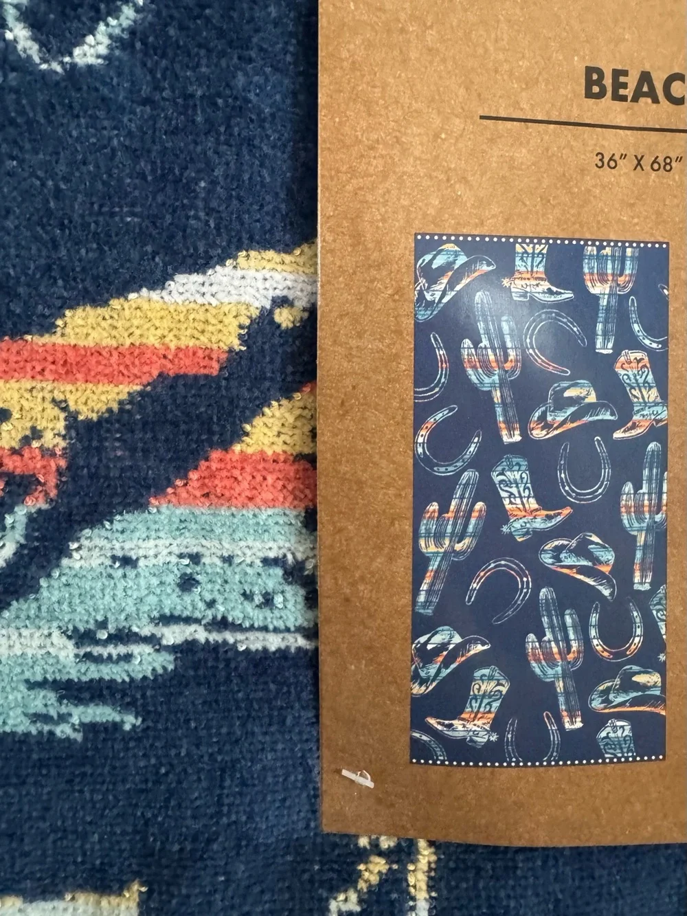 Wrangler Blue Multi Western Print Beach Towel